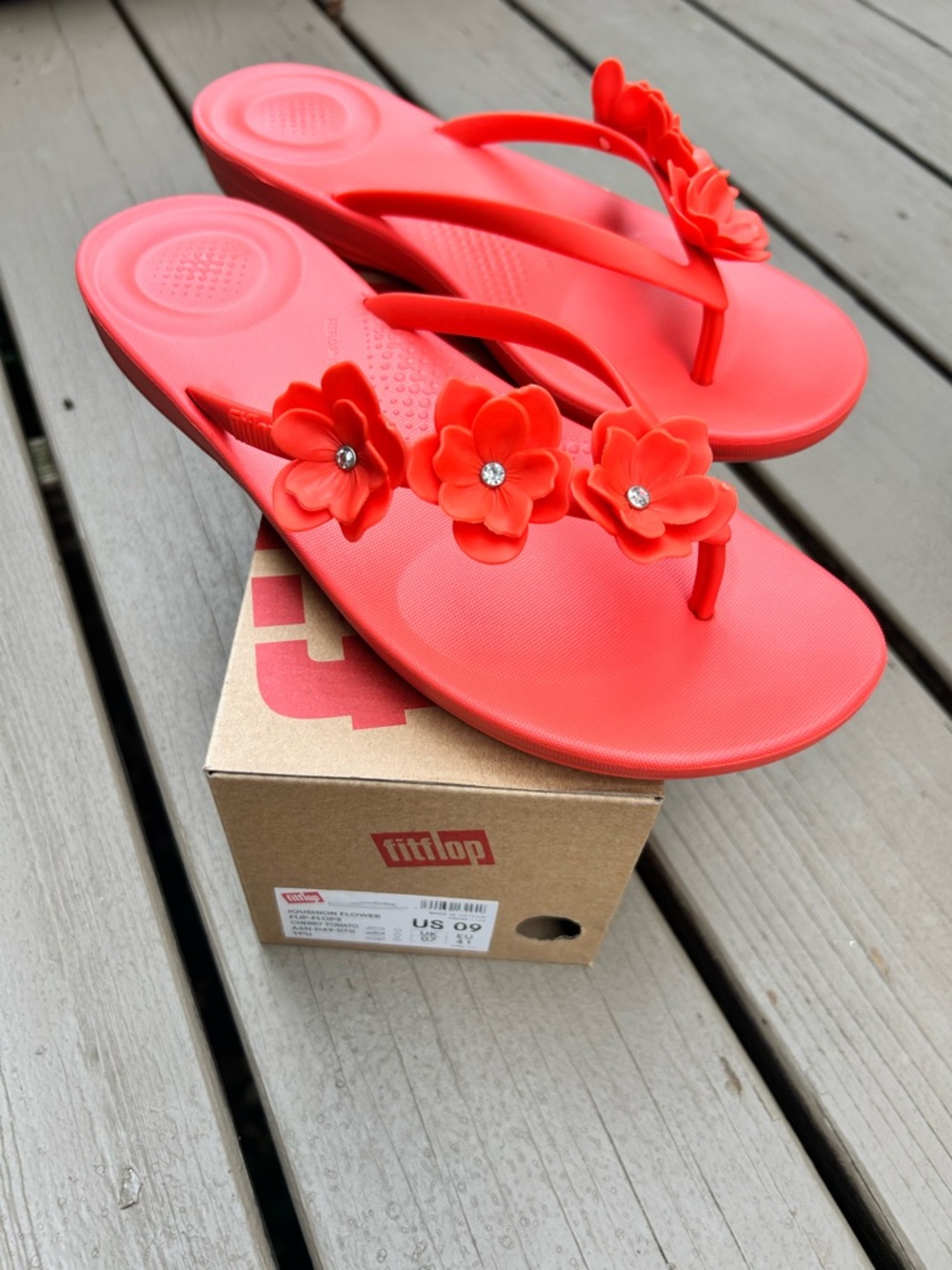FitFlop Floral Gem Flip-Flop Sandals | Women’s US Size 9 / EU 41 / UK 7 NEW NIB